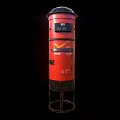 Red Public Mailbox With Metal Structure Mail Slot And Outdoor Facility Design