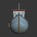 Small Traditional Wooden Boat With Red Roof Lifebuoy And Round Window For Leisure Water Transportation