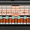 Modern Bar Qingba Bistro Bar Tacker Block Area Bar Counter Cashier Bar Cabinet Card Block Sofa 3d model