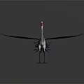 Artistic Crane With Spread Wings Red Head And Black White Feathers