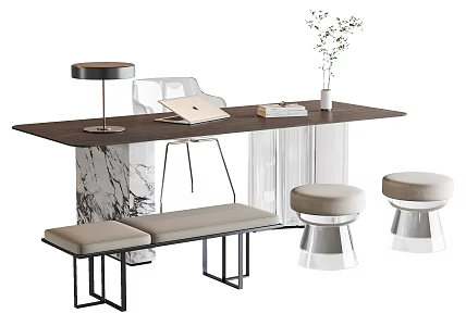 Modern desk chair desk chair combination 3d model