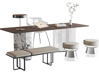 Modern desk chair desk chair combination 3d model