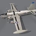U.S. Navy Fighter Jet With Gray Body Propeller Engines And Stars On Wings