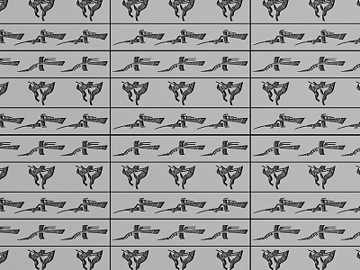 Repeating Black and White Patterned Decorative Components with Symmetrical Design Elements 3d model
