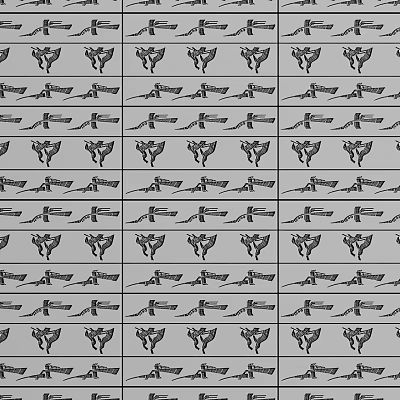 Repeating Black and White Patterned Decorative Components with Symmetrical Design Elements 3d model