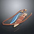 Handcrafted Tactical Knife With Blue Blade Brown Leather Sheath And Metal Fittings
