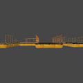 Metal Fences on Neatly Arranged Metal Platforms with Blue Background