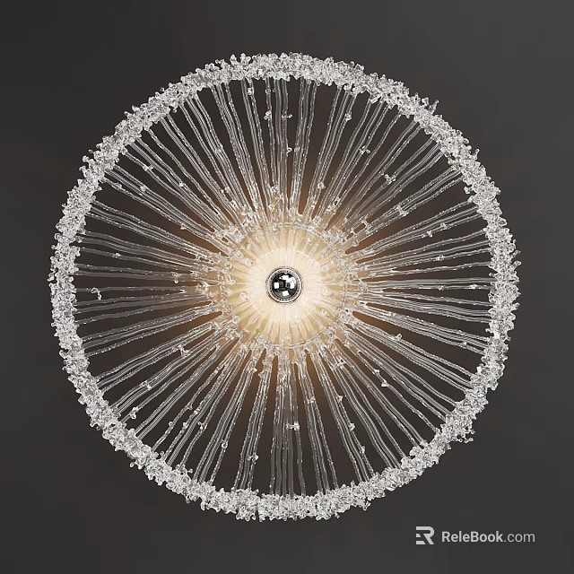 Elegant Modern Round Wall Lamp With Crystal Radiant Lines And Central Light Source 3d model