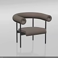 Leisure Chair With Curved Armrests Beige Upholstery Black Metal Legs Modern Design
