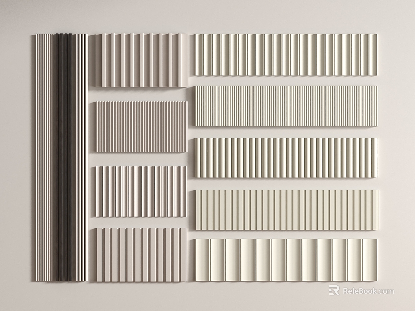 Various Style Wall Panels in Neutral Tones for Modern Interior Decoration 3d model 