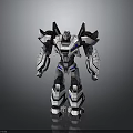 Mechanical Robot Character 3D Model With White Black Purple Detailed Mechanical Design In Standing Pose