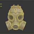Metallic Gas Mask With Dual Circular Lenses Leather Straps And Front Filter