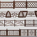 Traditional Chinese Wooden Railings With Various Intricate Patterns And Decorative Designs