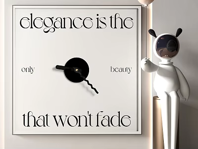 Elegance Is The Only Beauty That Wont Fade Wall Art With White Figurine Decor 3d model