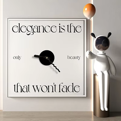 Elegance Is The Only Beauty That Wont Fade Wall Art With White Figurine Decor 3d model