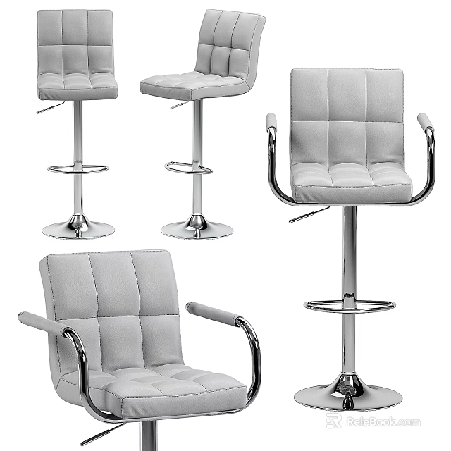 Modern Bar Stools With Padded Seats Metal Frames And Adjustable Heights 3d model