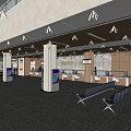 Modern Service Hall Interior With Information Desk Service Windows Marble Floor And Green Plants