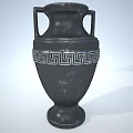 Black Ceramic Vase With Two Handles And Greek Key Pattern Classic Design 3d model