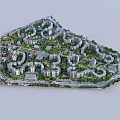 Aerial Planning of Modern Residential Community With Curved Roads Green Spaces And Building Layout