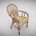 Handcrafted Rattan Outdoor Chair With Woven Seat Backrest And Curved Armrest Design