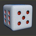 White Dice With Red Dots On Dark Background Showing 3D Reflection 3d model
