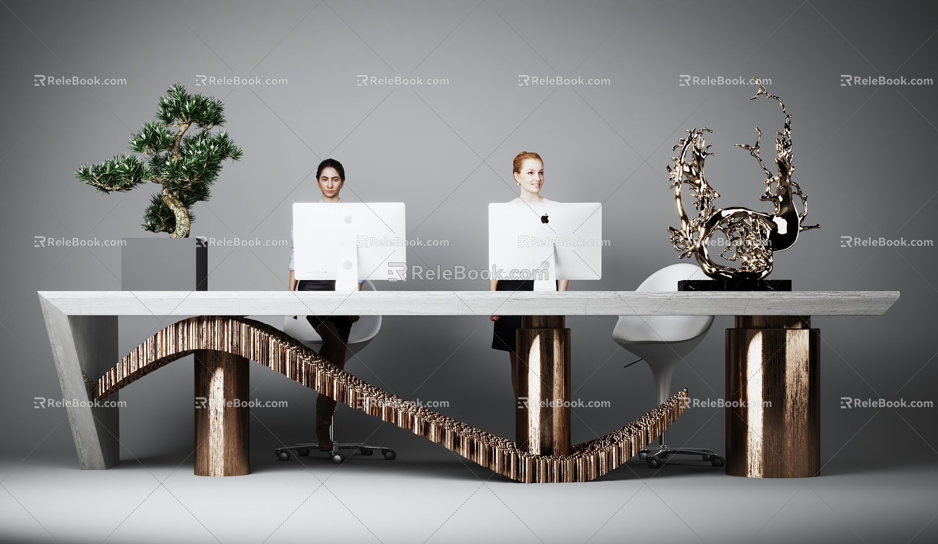 Light Luxury Reception Desk Reception Desk Reception Desk 3d model