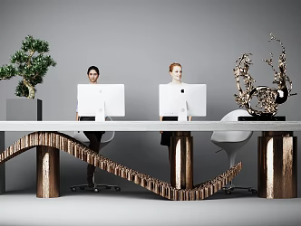 Light Luxury Reception Desk Reception Desk Reception Desk 3d model