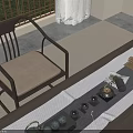 Traditional Tea Room Interior With Tea Table Tea Sets Stools Window Natural View And Decorative Painting