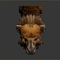 Realistic Fluffy Brown Camel With Thick Fur Standing Against Dark Background