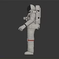 Astronaut In White Spacesuit With Helmet Backpack And Full Body