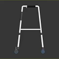 Sturdy Silver Frame Walker With Black Handles And Blue Wheels For Mobility Aid
