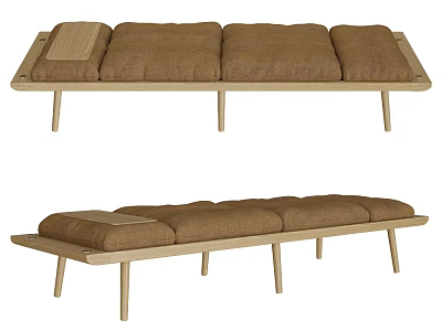 Minimalist Leisure Chair With Wooden Frame Multiple Brown Upholstered Cushions And Slim Legs 3d model