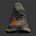 Modern Knitted Sneakers With Gray Laces Orange Accent And White Sole