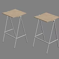 Two Stylish Bar Stools With Wooden Square Seats And Black Metal Frames