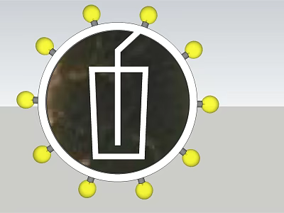 Modern Stylish Decorative Light With Round Design And Yellow Decorative Balls For Home Decoration 3d model