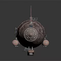 Vintage Cosmic Spaceship With Fish Shaped Design Metallic Parts And Propeller