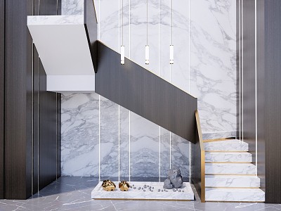 Light Luxury Staircase 3d model