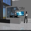 Bright Shopping Mall Lobby With Large Glass Windows Modern Sofas And Digital Screen 3d model