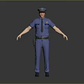 Game Movie Police Character In Blue Uniform With Hat And Belt 3d model