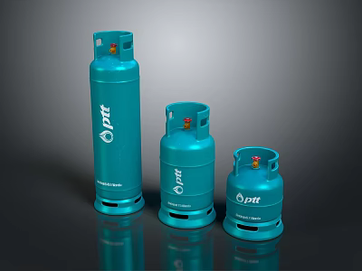 Blue PRT Branded LPG Cylinders in Various Sizes for Gas Storage Equipment 3d model