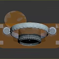 Decorative Display Stand With Orange Base Silver Pillars And Circular Frame