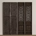Traditional Wooden Hinged Doors With Intricate Carved Patterns And Classic Panel Design