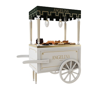 Cake cart stall trolley 3d model