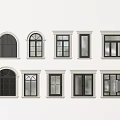window combination villa window curved window line side casement window 3d model