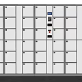 Modern Metal Storage Lockers with Digital Keypad Locks Arranged in a Row