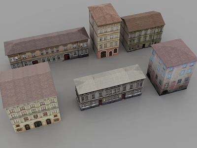 Multiple European-style Architecture Models Featuring Various Roof Designs Windows And Doors 3d model