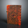 Ancient Leather Book With Red Black Patterns Intricate Carved Designs And Metal Clasps On Spine