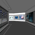Modern Exhibition Hall With Interactive Digital Screens And Visitors Exploring Interior Design