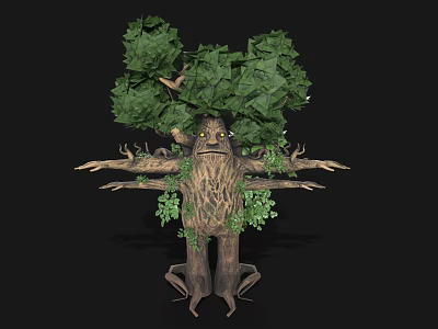 Mystical Tree Creature Character With Humanoid Form Green Foliage And Extended Arms 3d model