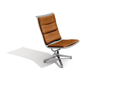 Modern Brown Leather Leisure Chair With Metal Frame And Five Star Base 3d model